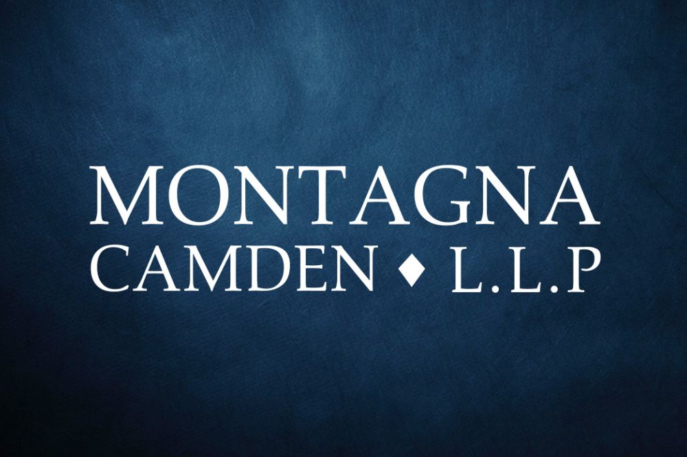 Montagna's logo on a dark blue background