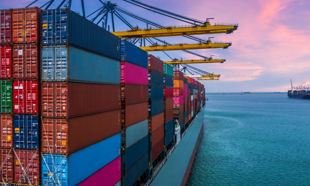 Container ship unloading crane ship seaport