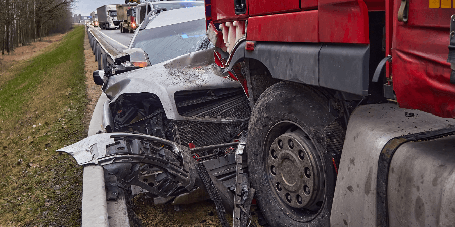 car rear ending a truck