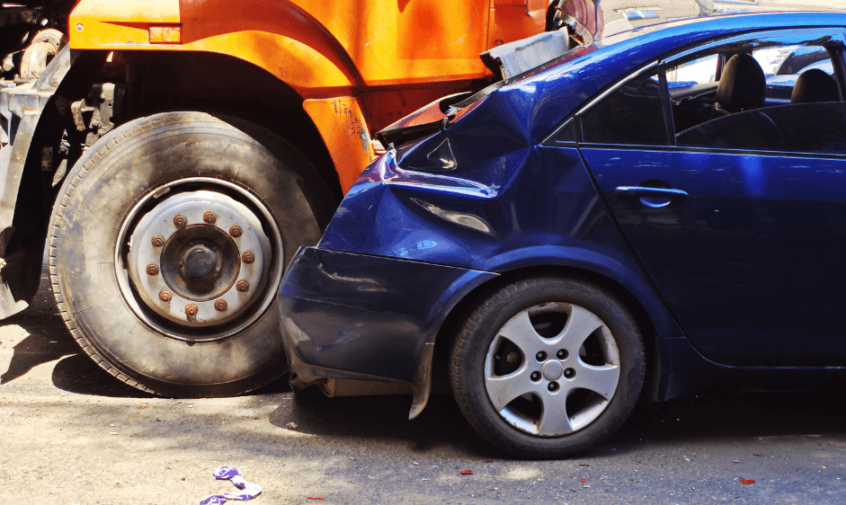 car sideswiping a truck