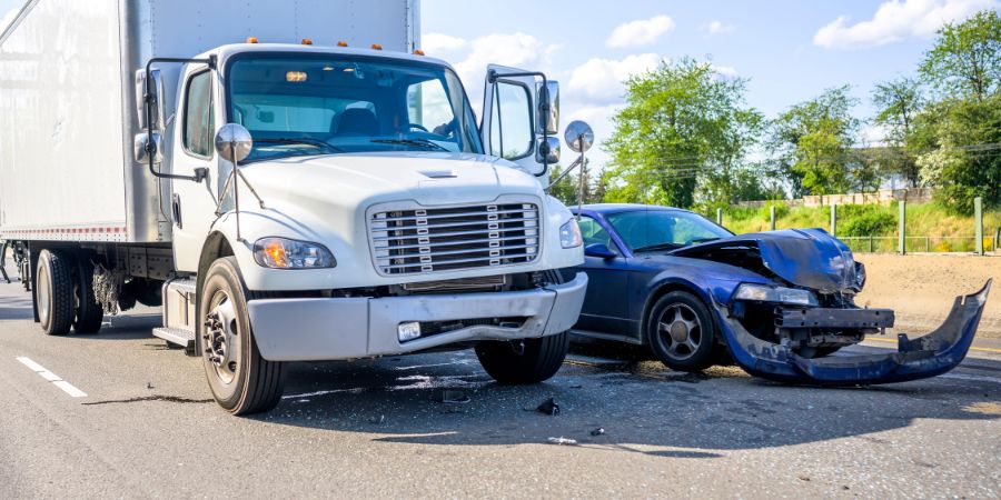 Truck and car accident on highway