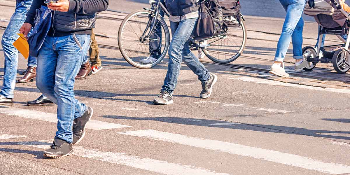 pedestrians using a crosswalk