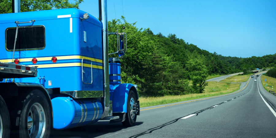 Truck driving down the freeway